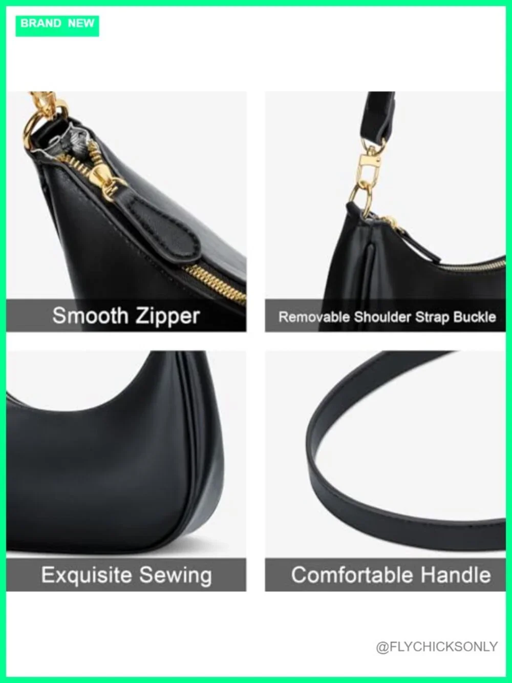 Faux Leather Small Shoulder Bag Mini Hobo Handbag Detachable Chain